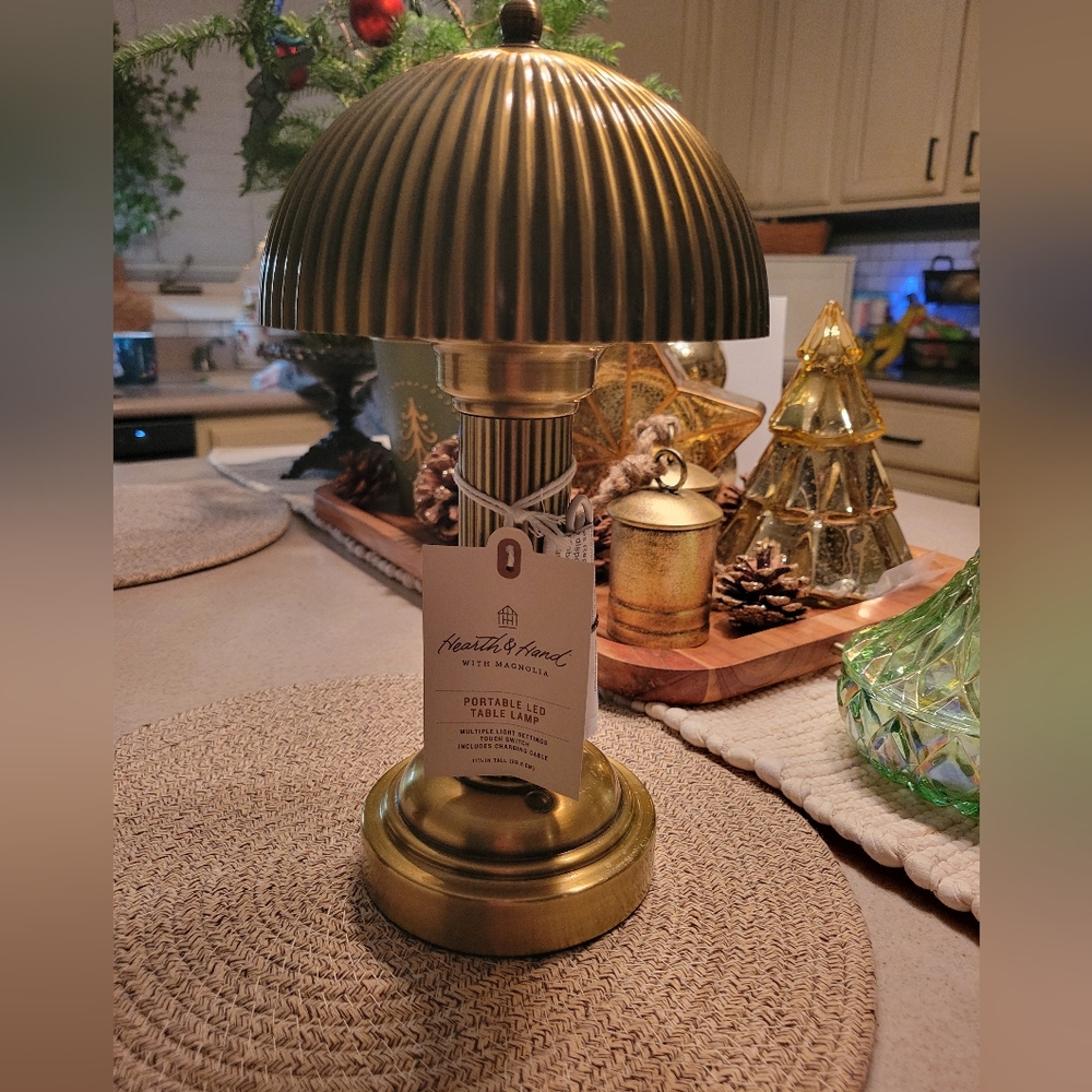 Hearth and Hand With Magnolia Elegant Gold Rechargable Table Lamp - Picture 2 of 4